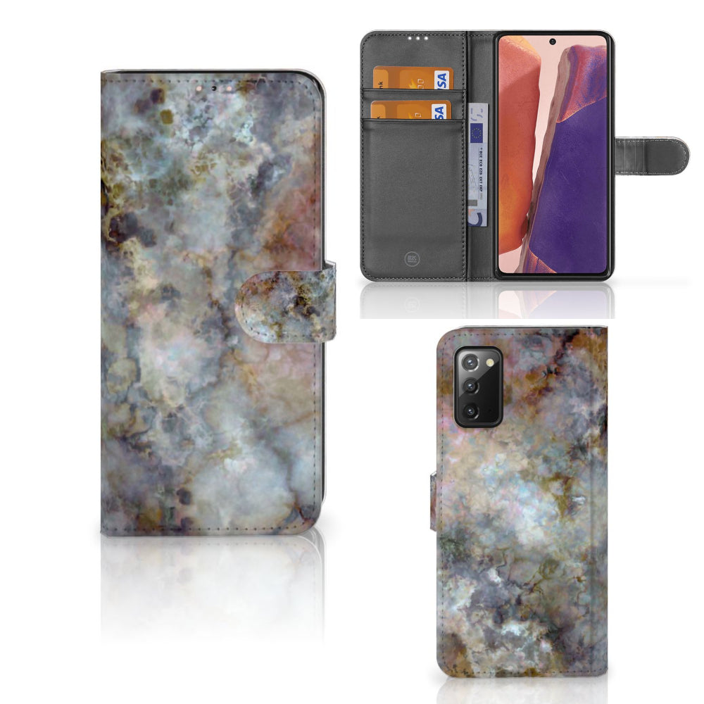 Samsung Galaxy Note 20 Bookcase Marmer Grijs