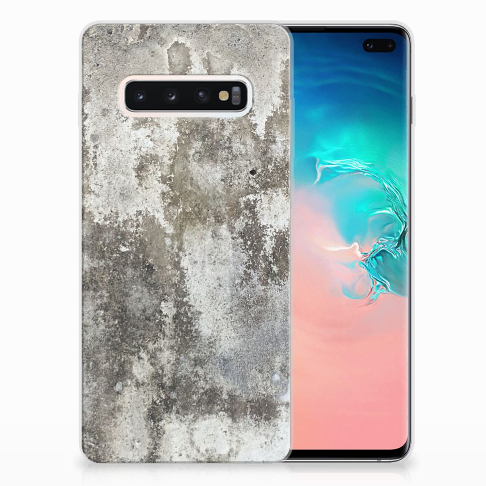 Samsung Galaxy S10 Plus TPU Siliconen Hoesje Beton Print