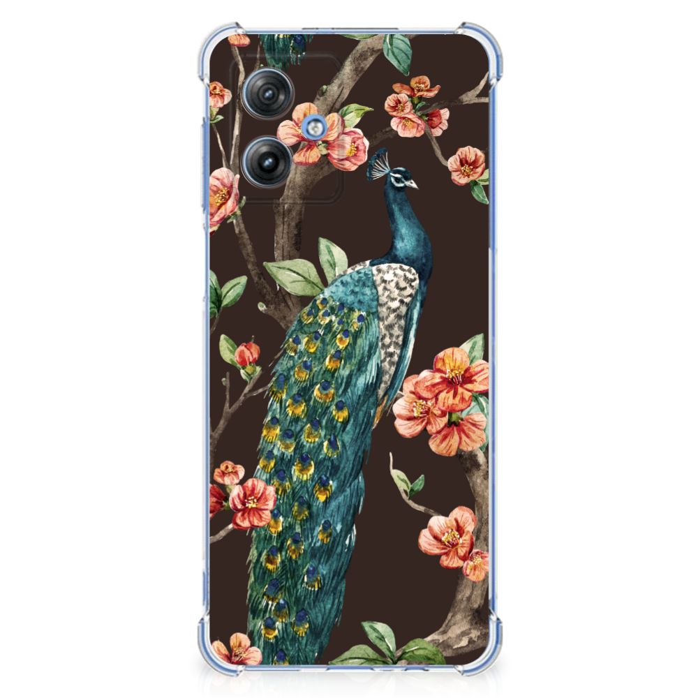 Motorola Moto G54 Case Anti-shock Pauw met Bloemen