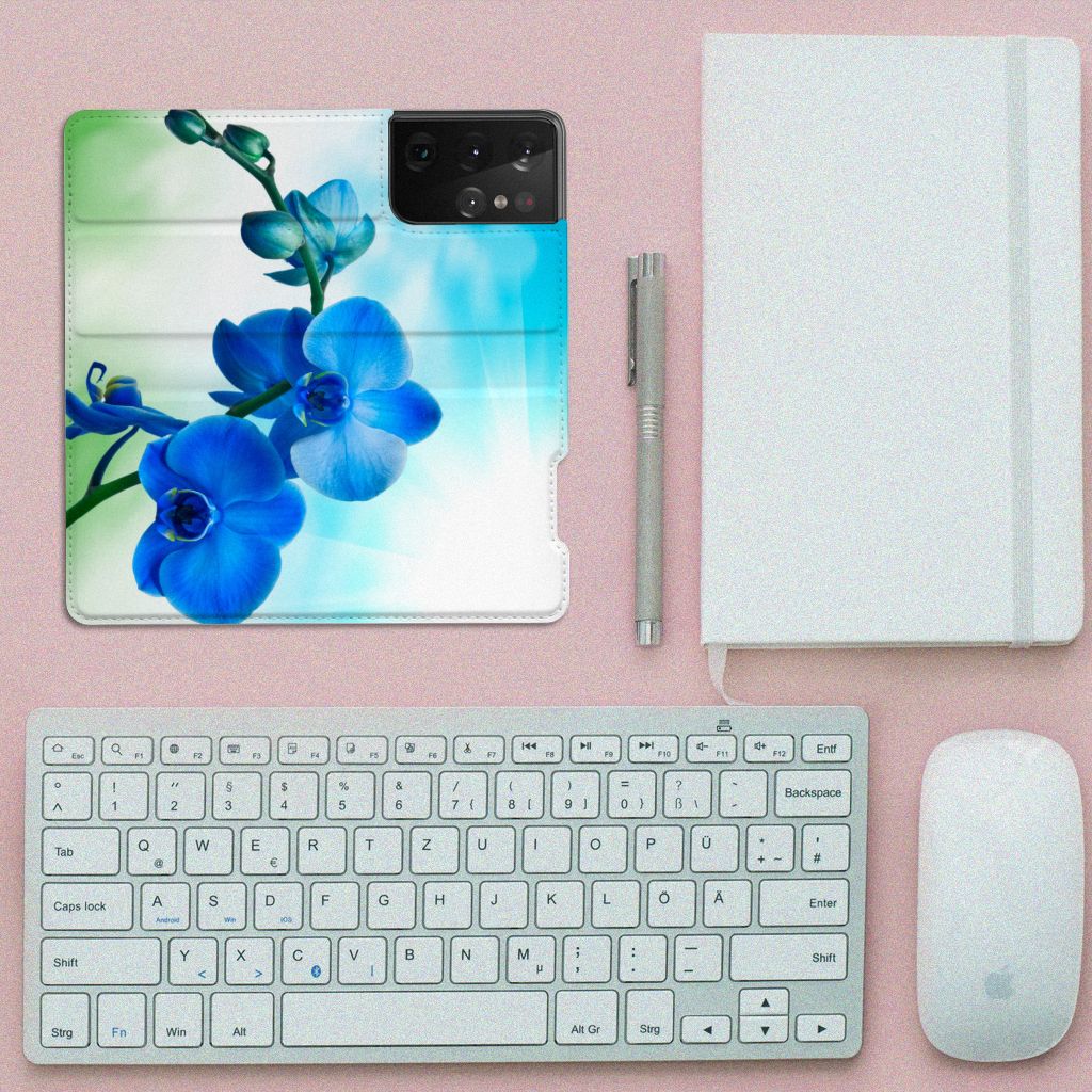 Samsung Galaxy S21 Ultra Smart Cover Orchidee Blauw - Cadeau voor je Moeder - B2C Telecom