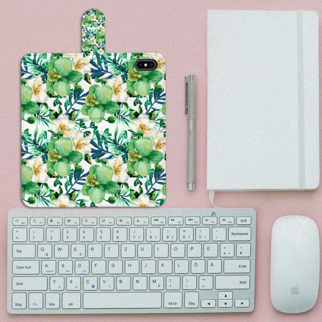 Apple iPhone Xs Max Hoesje Orchidee Groen
