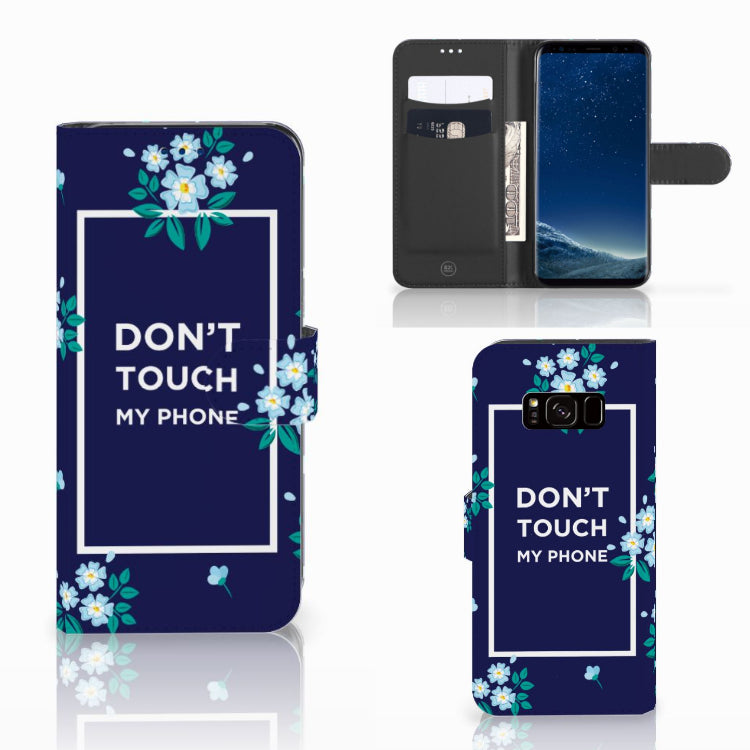Samsung Galaxy S8 Portemonnee Hoesje Flowers Blue DTMP