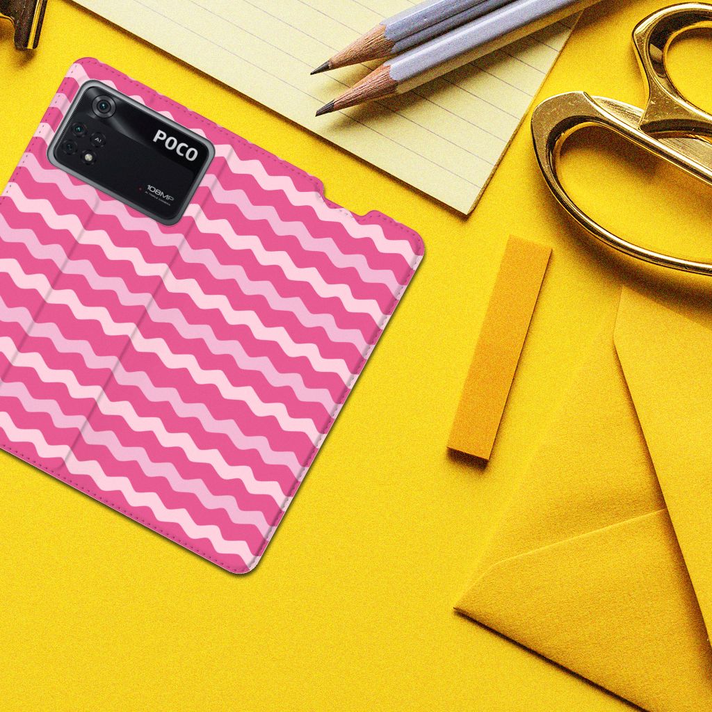 Poco X4 Pro 5G Hoesje met Magneet Waves Pink - B2C Telecom
