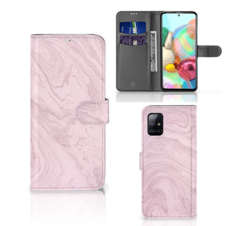 Samsung Galaxy A71 Bookcase Marble Pink - Origineel Cadeau Vriendin