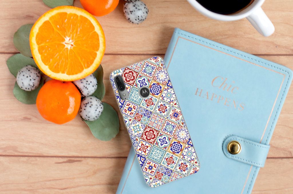 Motorola Moto E6 Plus TPU Siliconen Hoesje Tiles Color