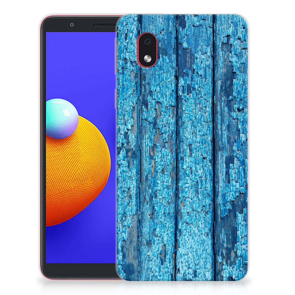 Samsung Galaxy A01 Core Bumper Hoesje Wood Blue