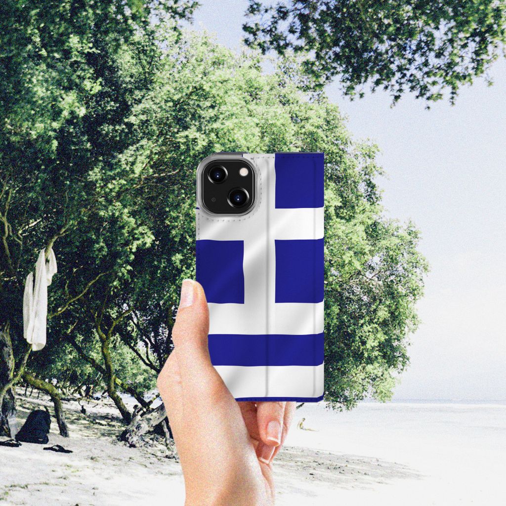 iPhone 14 Standcase Griekenland met Griekse vlag op een zonnige strandlocatie đ