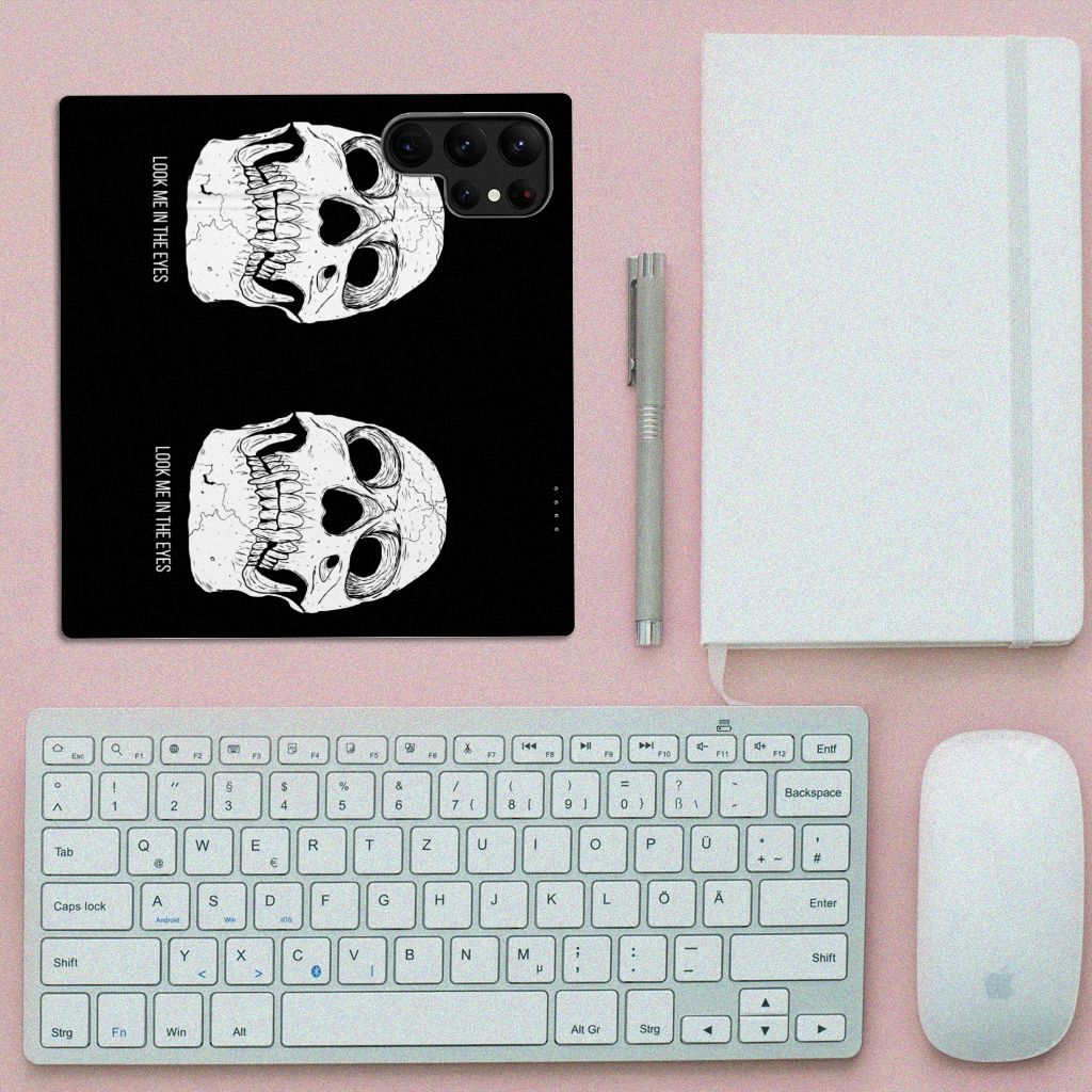 Mobiel BookCase Samsung Galaxy S23 Ultra Skull Eyes - B2C Telecom