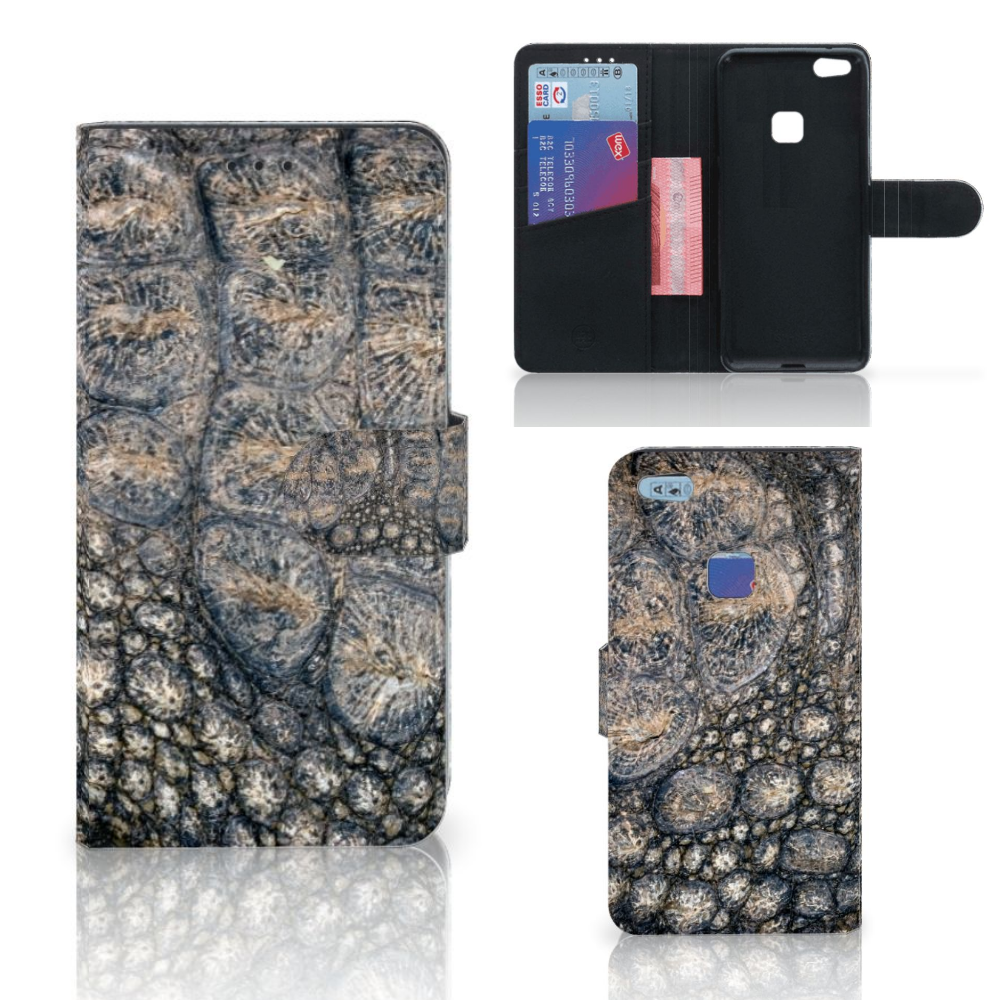 Huawei P10 Lite Telefoonhoesje met Pasjes Krokodillenprint