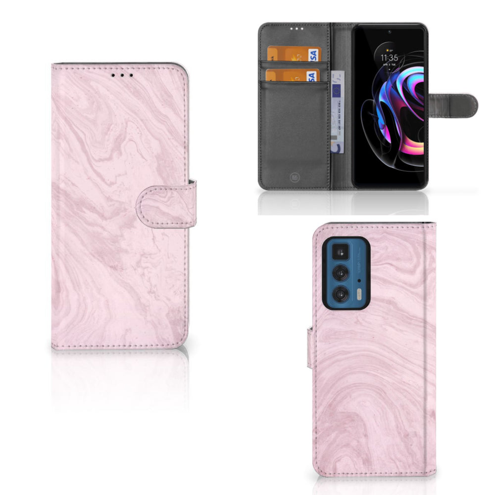 Motorola Edge 20 Pro Bookcase Marble Pink - Origineel Cadeau Vriendin