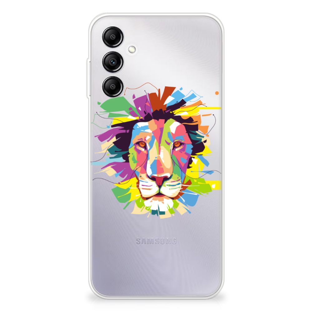 Samsung Galaxy A14 5G Telefoonhoesje met Naam Lion Color, kleurrijk lion design op flexibel rubber hoesje.