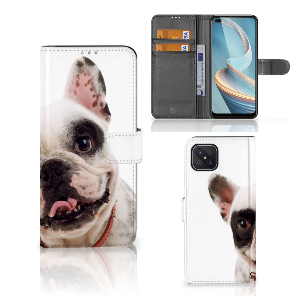 OPPO Reno4 Z Telefoonhoesje met Pasjes Franse Bulldog