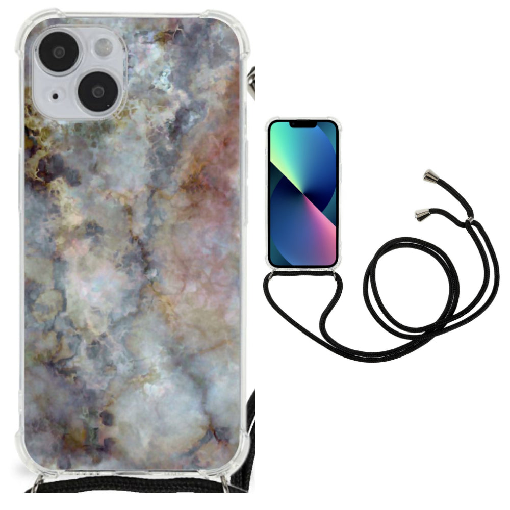 iPhone 14 Plus Anti-Shock Hoesje Marmer Grijs