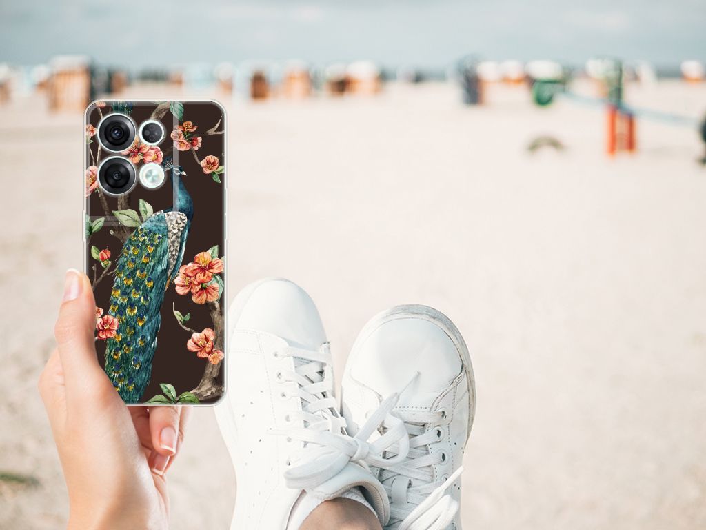 OPPO Reno8 Pro TPU Hoesje Pauw met Bloemen B2C Telecom