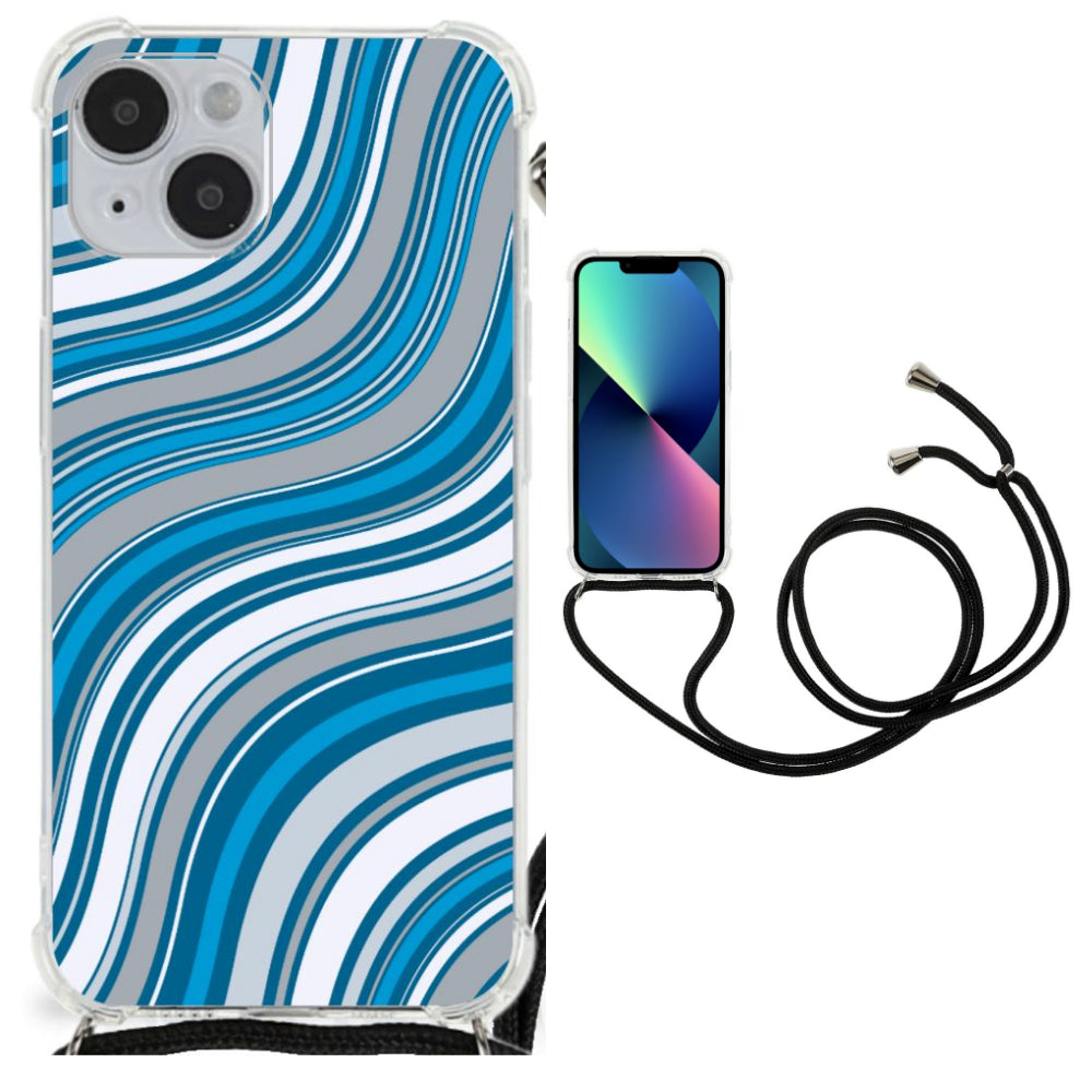 iPhone 14 Plus Doorzichtige Silicone Hoesje Waves Blue