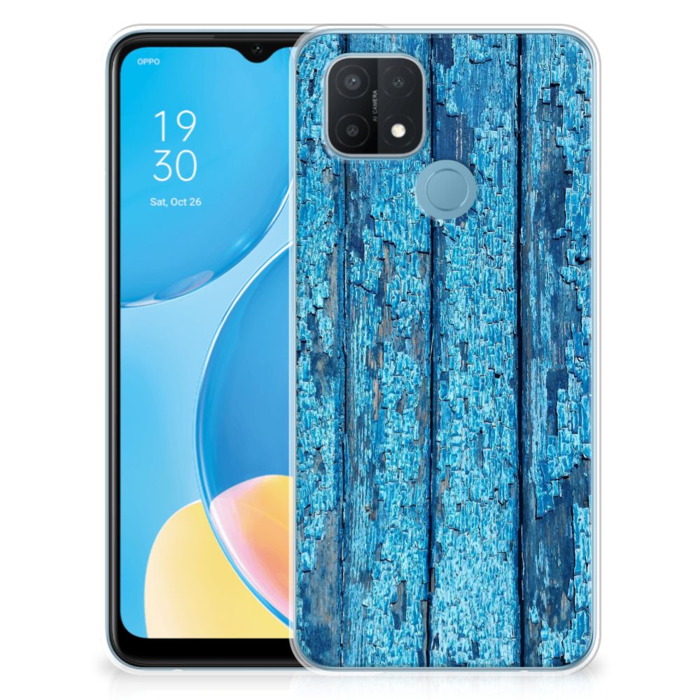 OPPO A15 Bumper Hoesje Wood Blue B2C Telecom