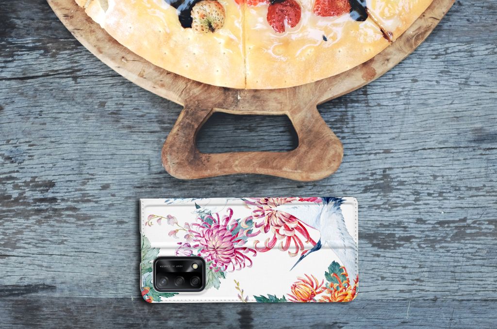 OPPO A74 4G Hoesje maken Bird Flowers - B2C Telecom