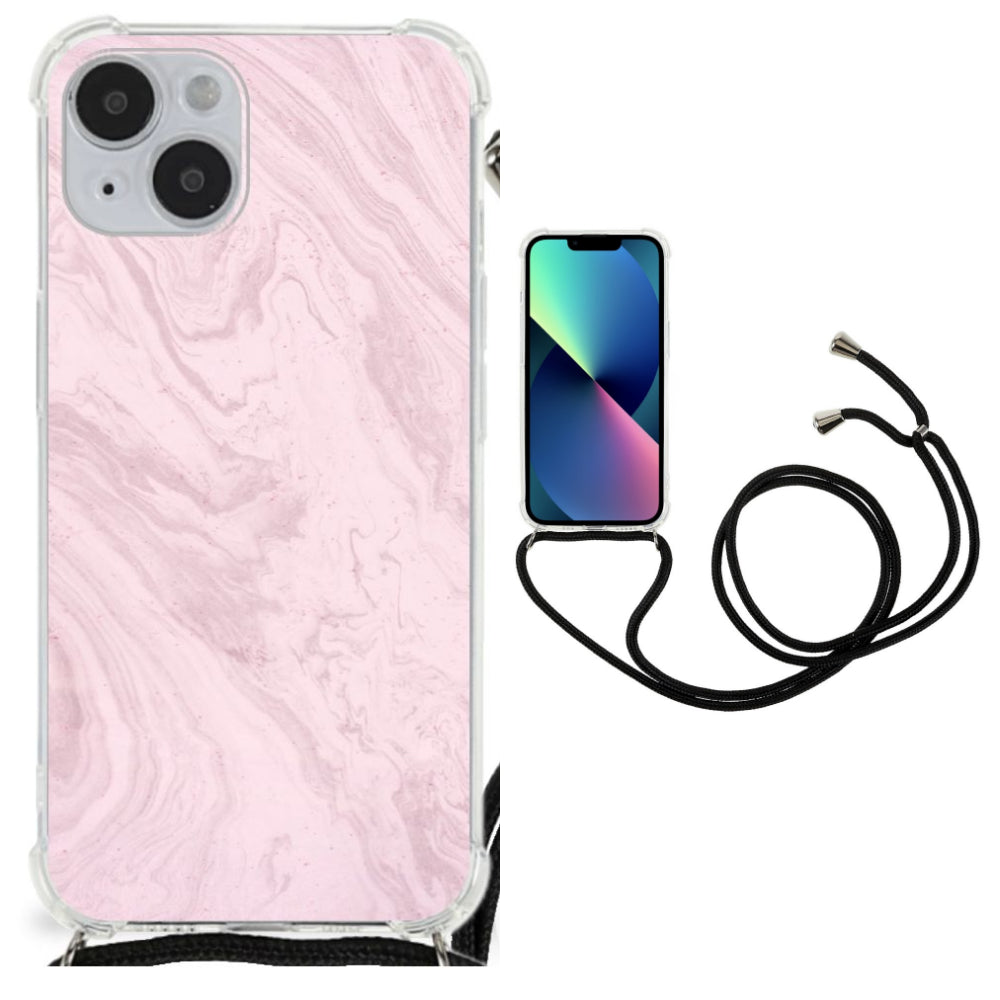 iPhone 14 Plus Anti-Shock Hoesje Marble Pink - Origineel Cadeau Vriendin