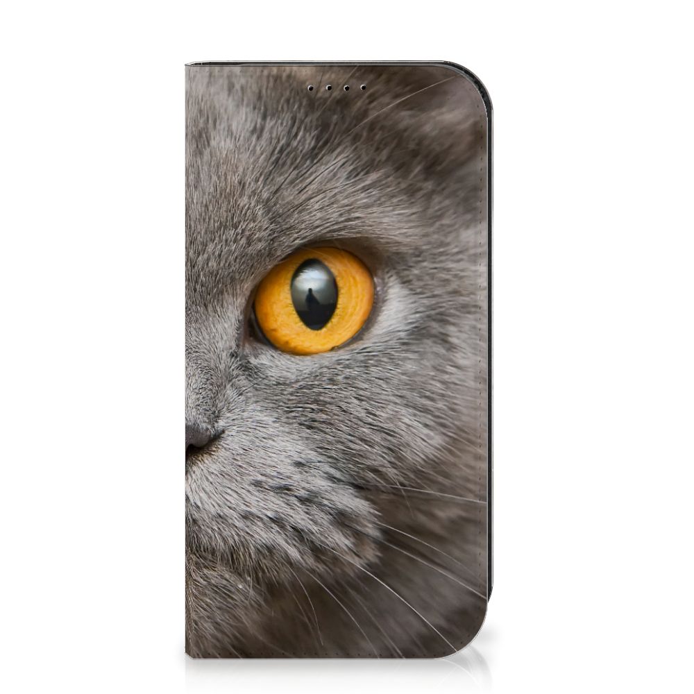 Hoesje maken iPhone 15 Pro Britse Korthaar met close-up van een Brits Korthaar oog đą.
