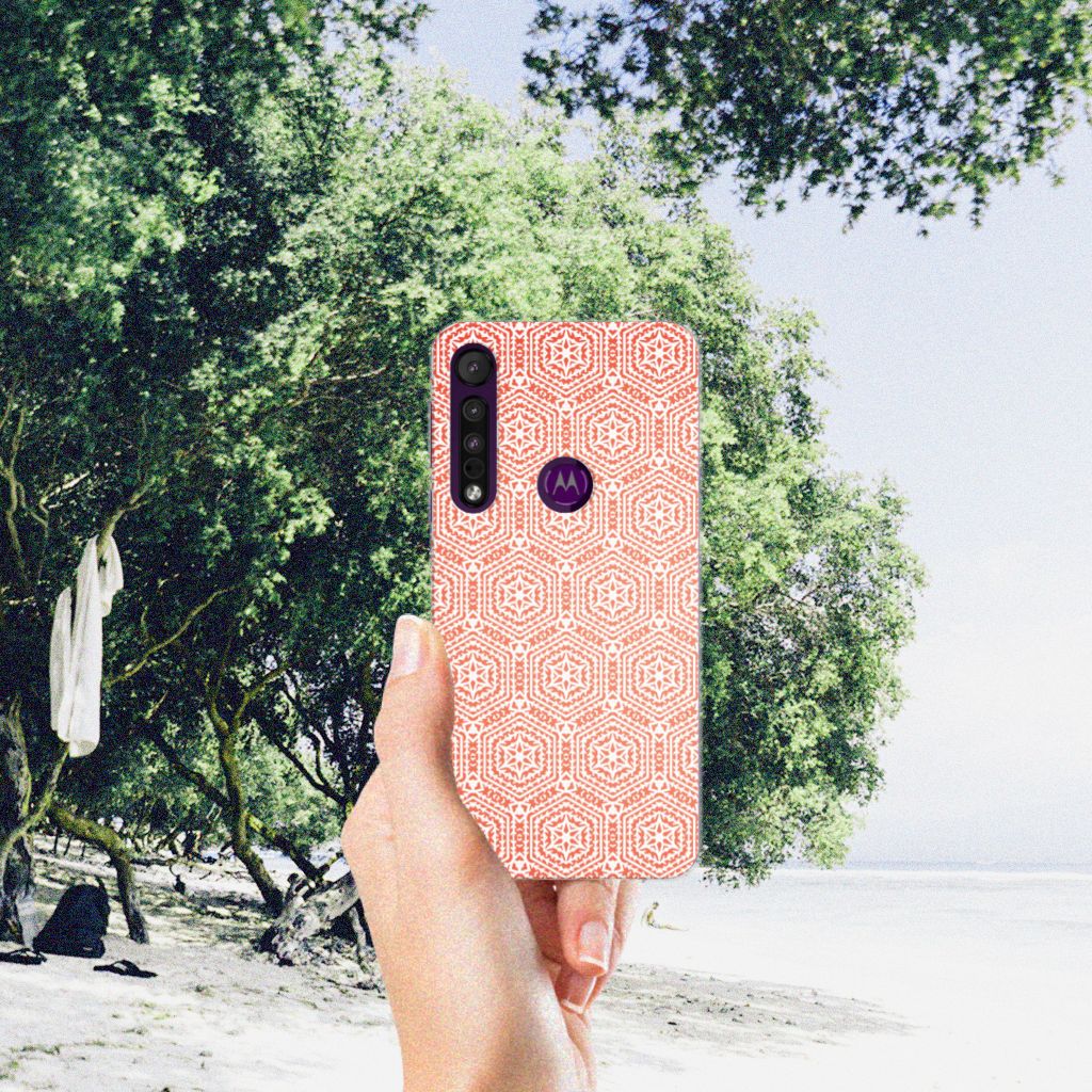 Motorola One Macro TPU bumper Pattern Orange B2C Telecom
