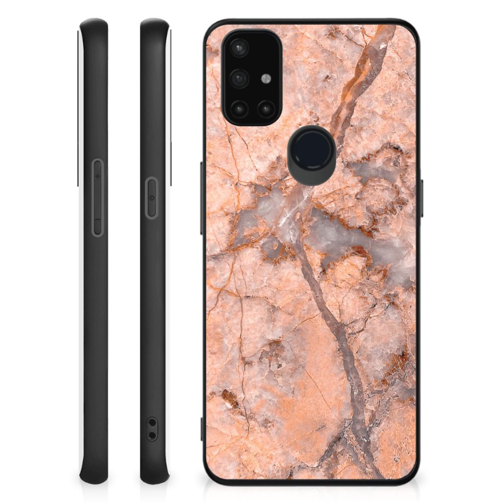OnePlus Nord N10 5G Marmeren Print Telefoonhoesje Marmer Oranje B2C Telecom