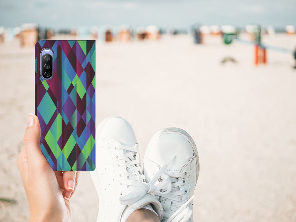 Sony Xperia 10 III Stand Case Abstract Green Blue - B2C Telecom