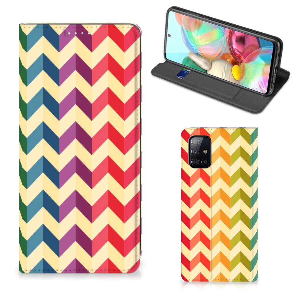 Samsung Galaxy A71 Hoesje met Magneet Zigzag Multi Color - B2C Telecom