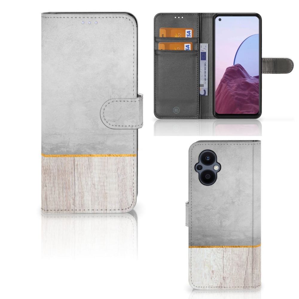 OPPO Reno 8 Lite | OnePlus Nord N20 Book Style Case Wood Concrete