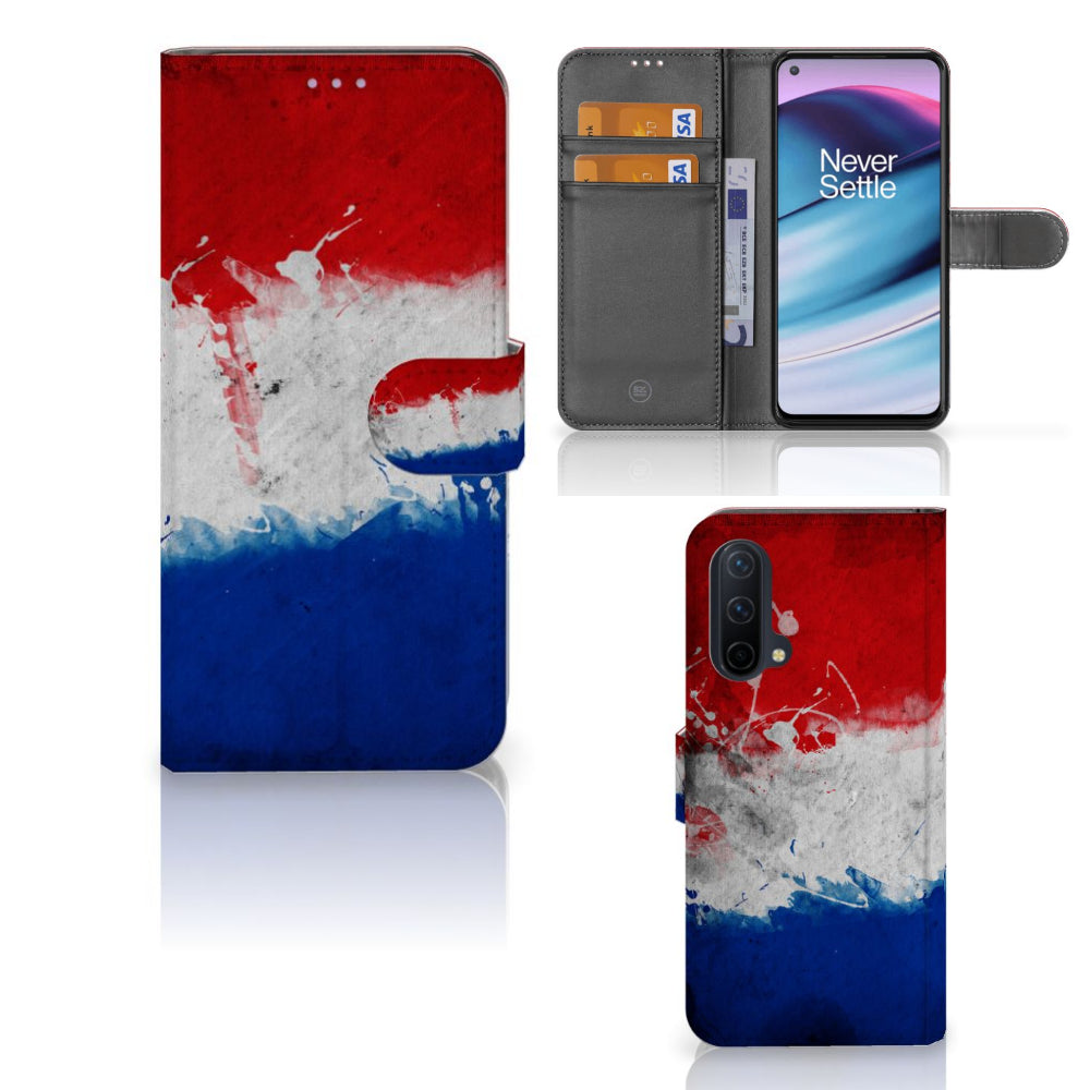 OnePlus Nord CE 5G Bookstyle Case Nederland met Nederlandse vlag design en pasjes inbegrepen.