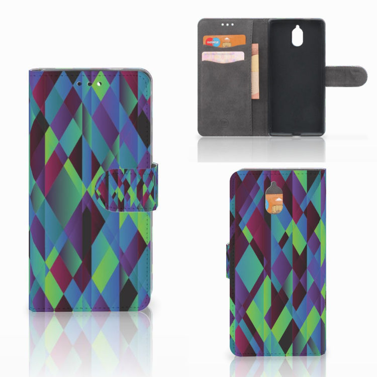 Nokia 3.1 (2018) Book Case Abstract Green Blue