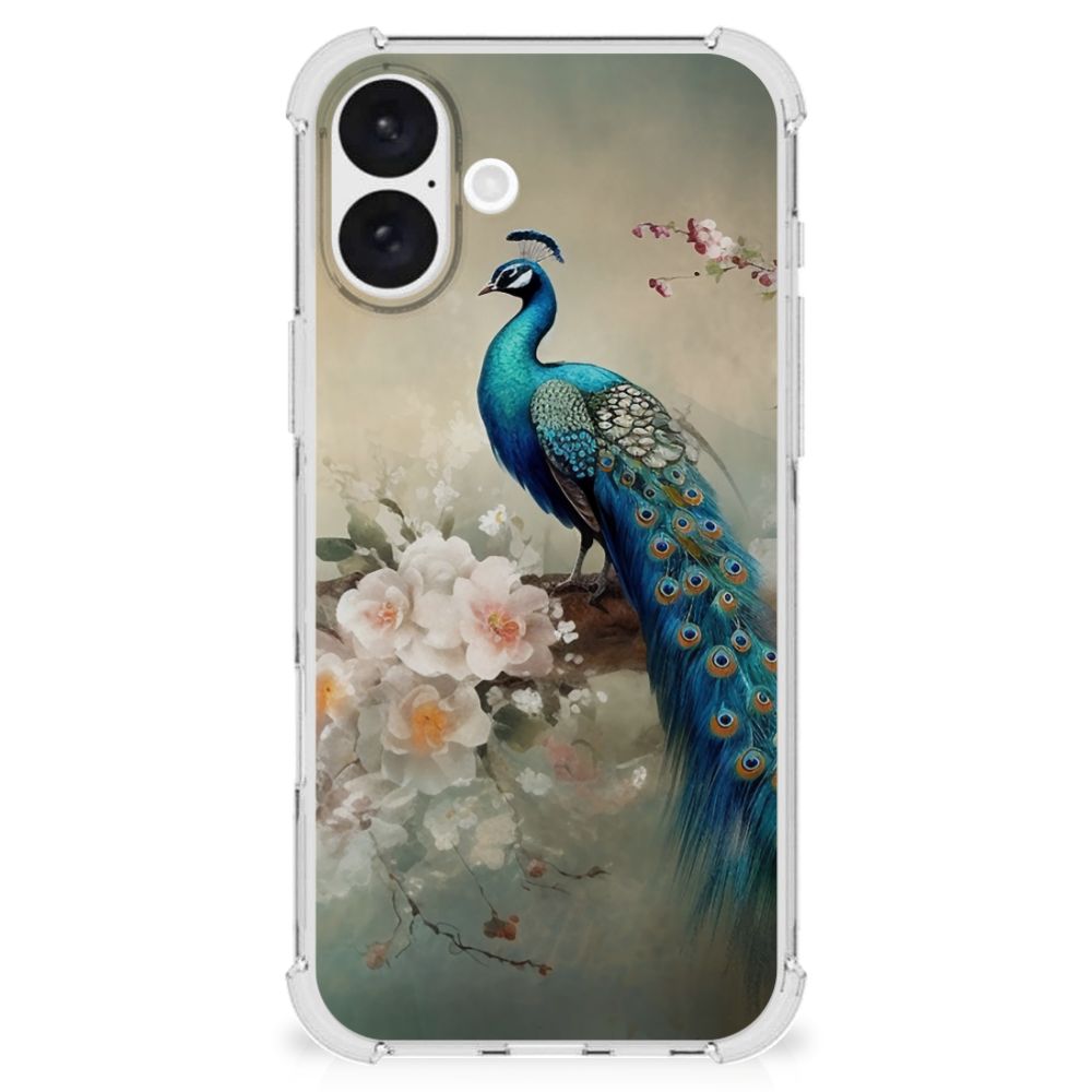 Case Anti-shock voor iPhone 16 Plus Vintage Pauwen
