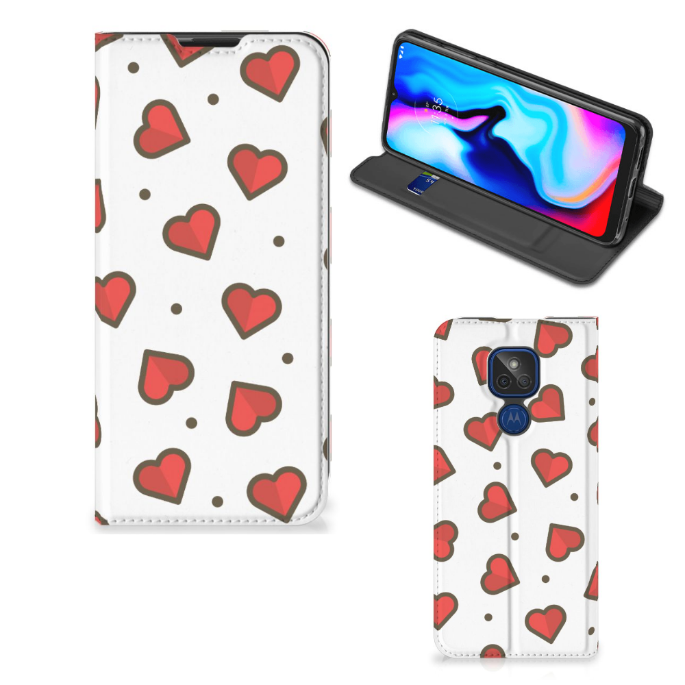 Motorola Moto G9 Play Hoesje met Magneet Hearts - B2C Telecom