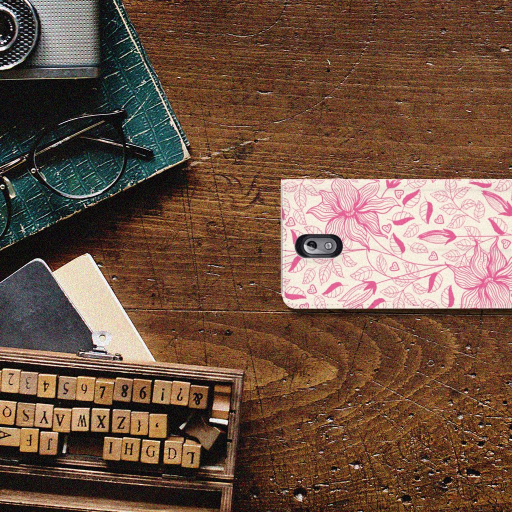 Nokia 3.1 (2018) Smart Cover Pink Flowers