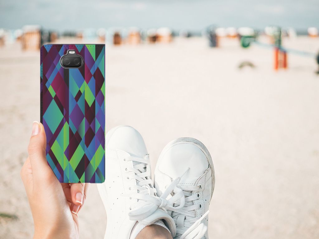 Sony Xperia 10 Stand Case Abstract Green Blue