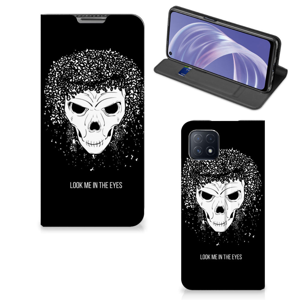 Mobiel BookCase OPPO A73 5G Skull Hair