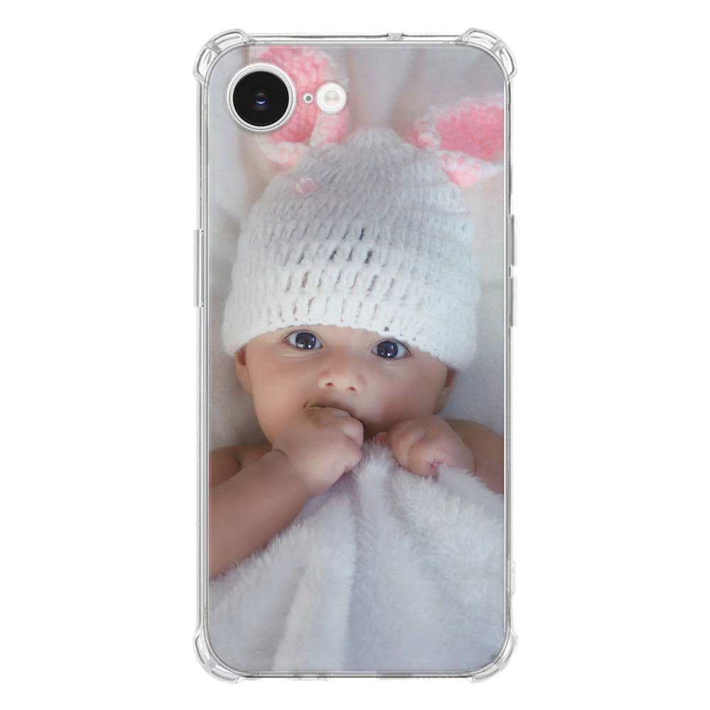 Custom Telefoonhoesje Apple iPhone 16e â Anti-Shock Back Cover met schattige baby met een witte muts