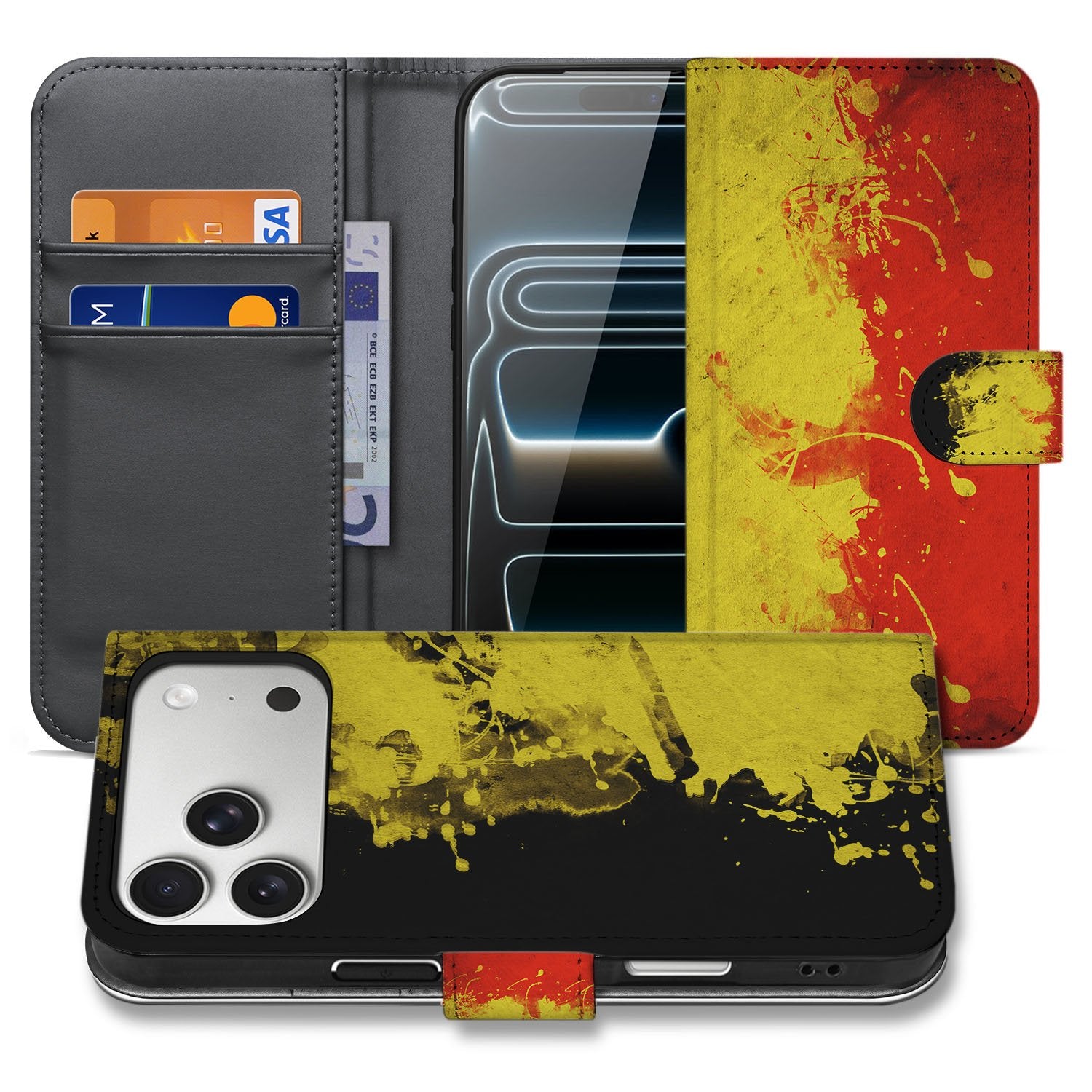 Apple iPhone 17 Pro Max Bookstyle Hoesje Belgische Vlag Met Pasvak