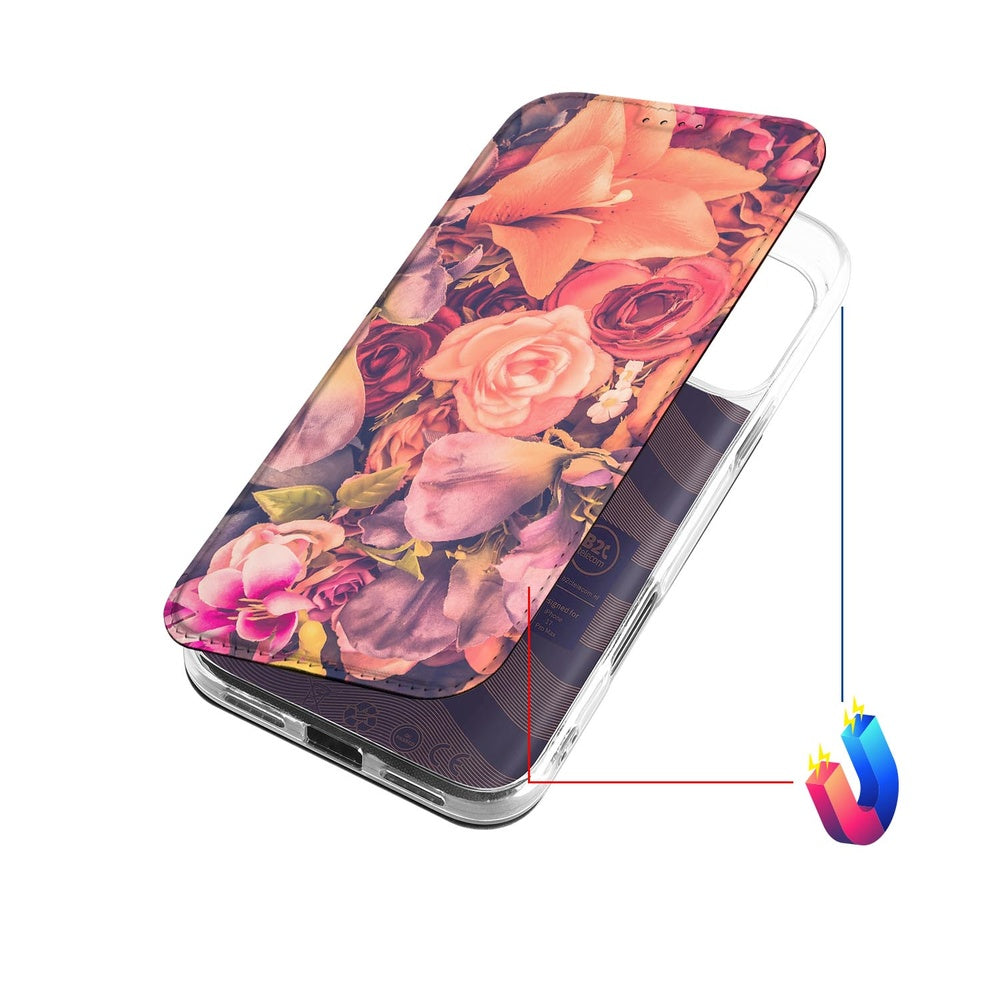 iPhone 18 Pro Max Bosje Bloemen book case bloemen design bovenaanzicht