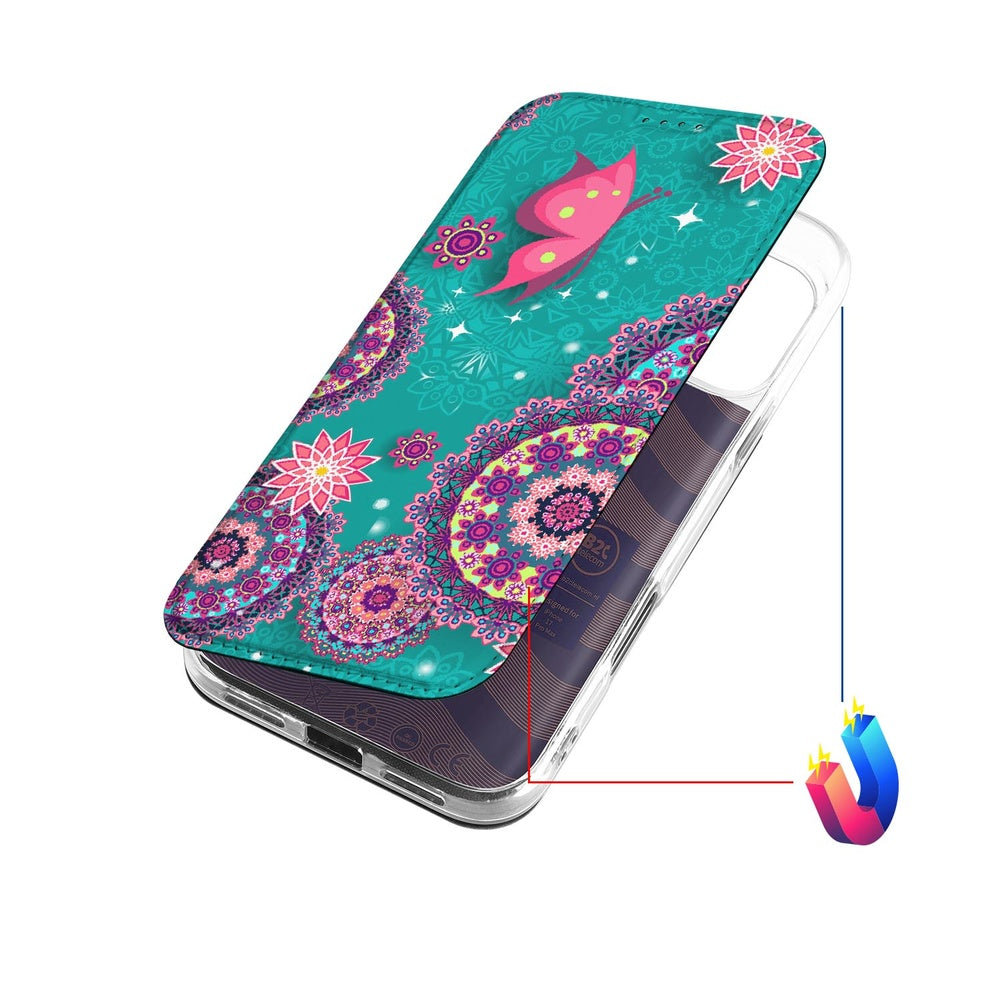 Apple iPhone 18 Pro Max Cirkels en Vlinders bookcase groene blauwe vlinders cirkels