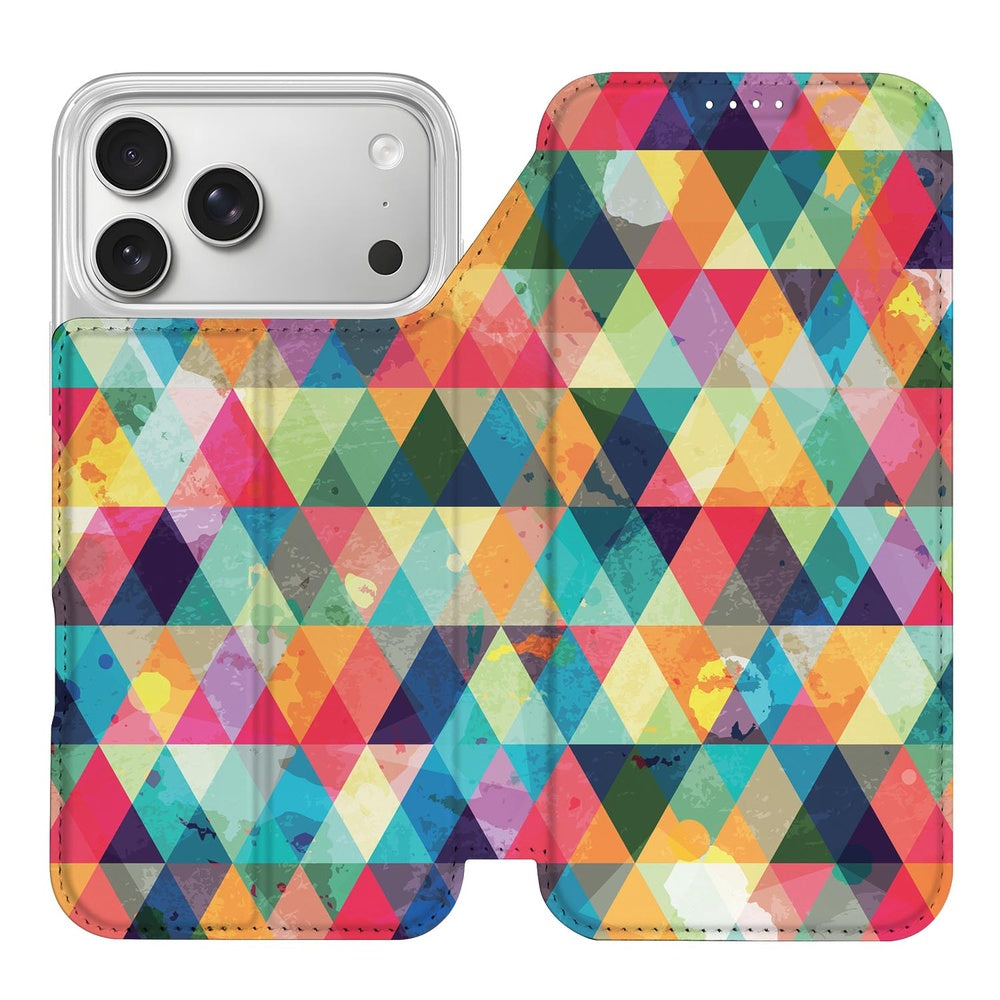 Bookcase Apple iPhone 17 Pro Max Geruit kleurrijk patroon hoesen