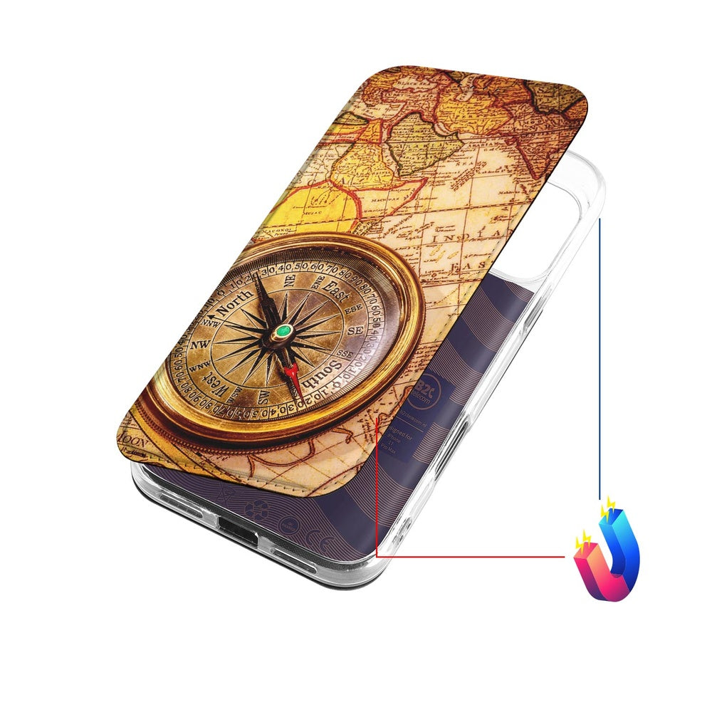 Book Wallet Case Apple iPhone 17 Pro Max Kompas ontwerp kompas detail