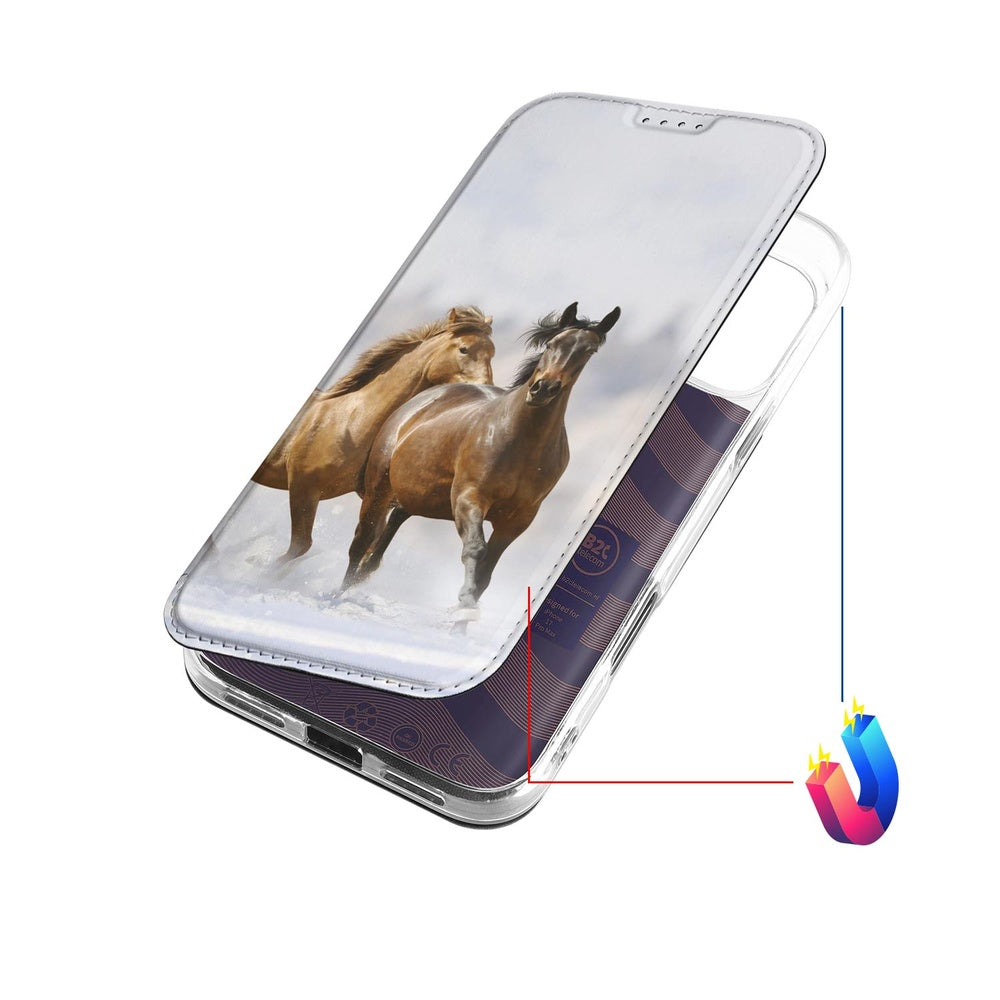 Book Case Apple iPhone 17 Pro Max Paarden paardenprint ontwerp aanzicht