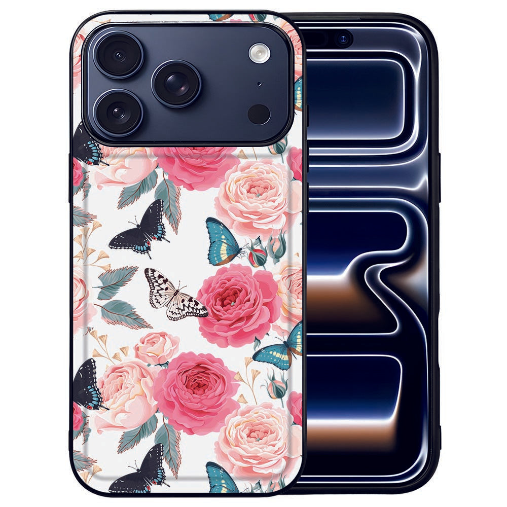 Apple iPhone 17 Pro Back Cover iPhone 17 Pro Butterfly Roses design voorkant