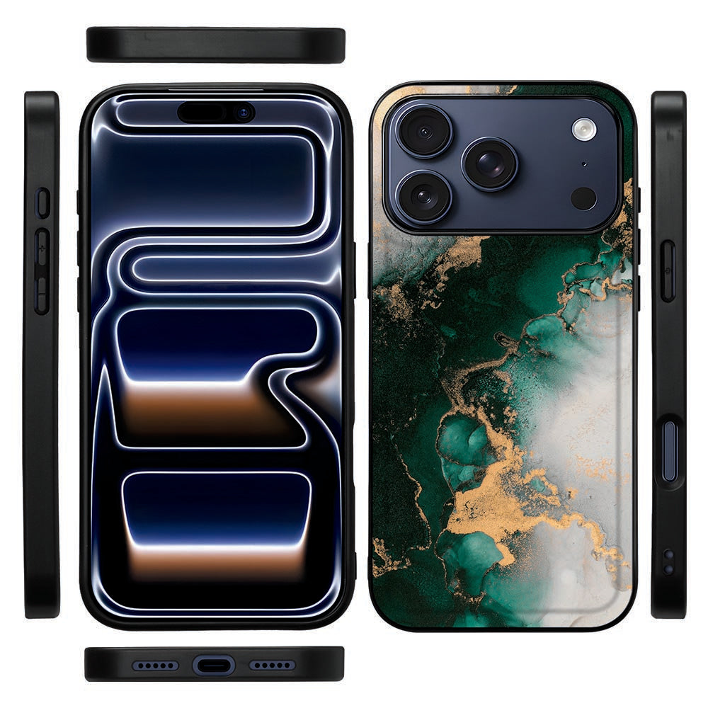 Apple iPhone 17 Pro Telefoonhoesje Marmer Groen voorkant achterkant zijde