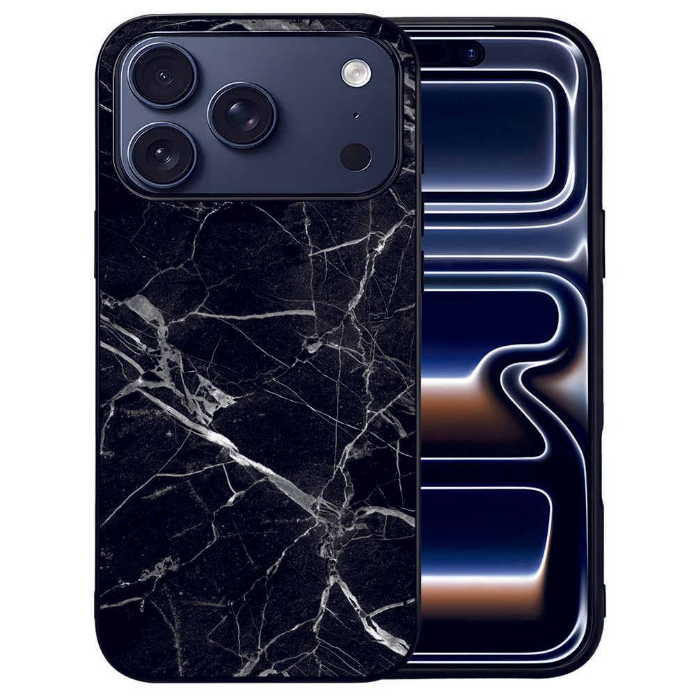 Apple iPhone 17 Pro Back Cover Marmer Zwart achterkant marmer design
