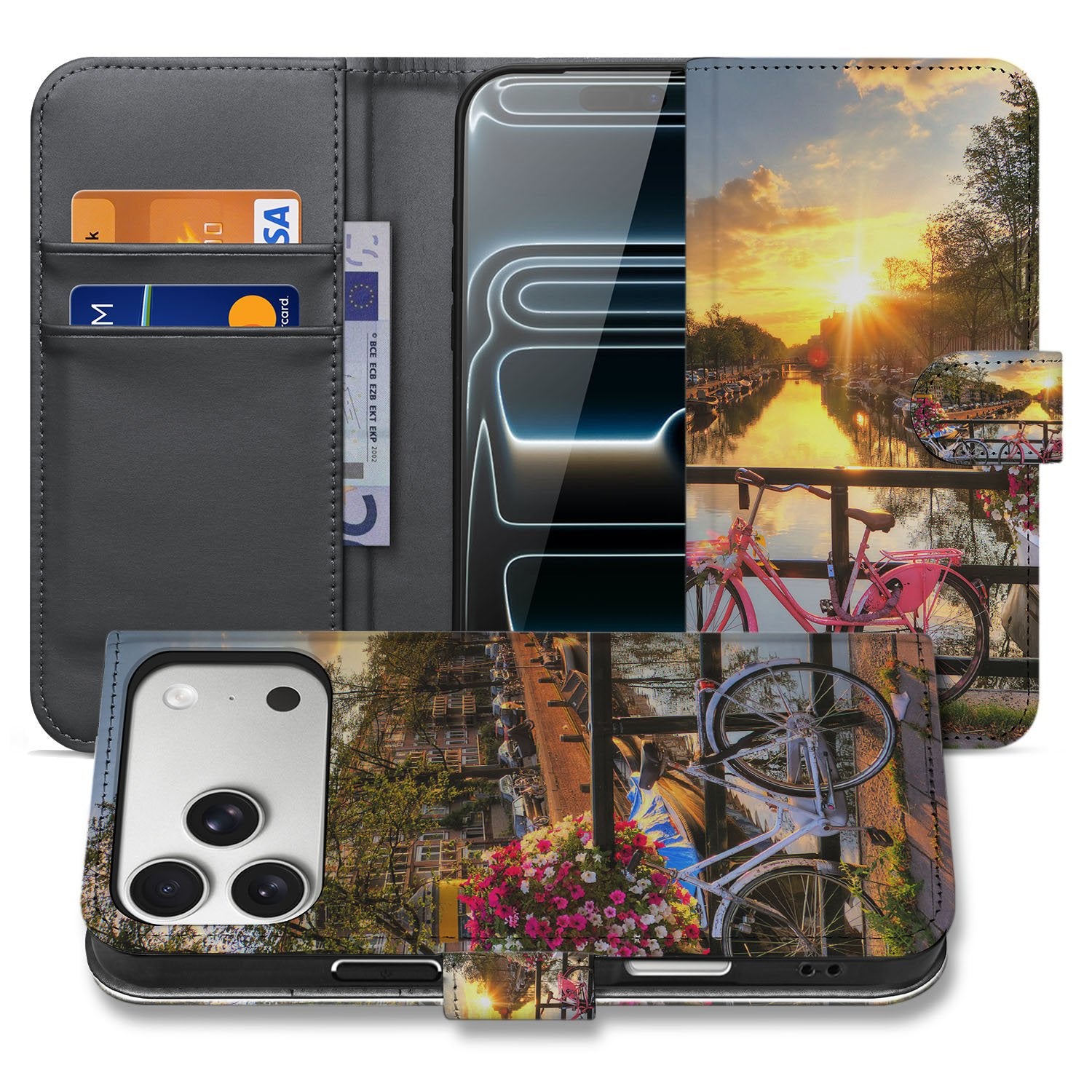 Apple iPhone 17 Pro Flip Cover Bookcase Amsterdamse Grachten Zwart