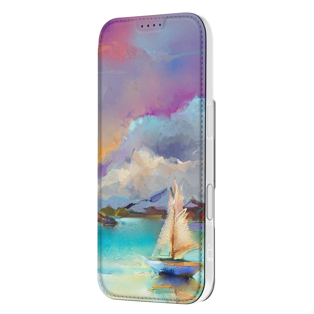 Apple iPhone 17 Bookcase Boat hoesje met maritiem design aanzicht
