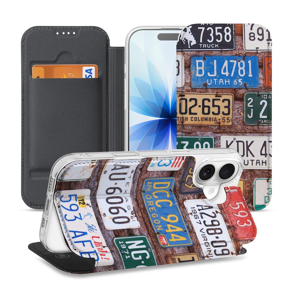 Smart Cover Hoesje Apple iPhone 17 Kentekenplaten design voorkant binnenkant