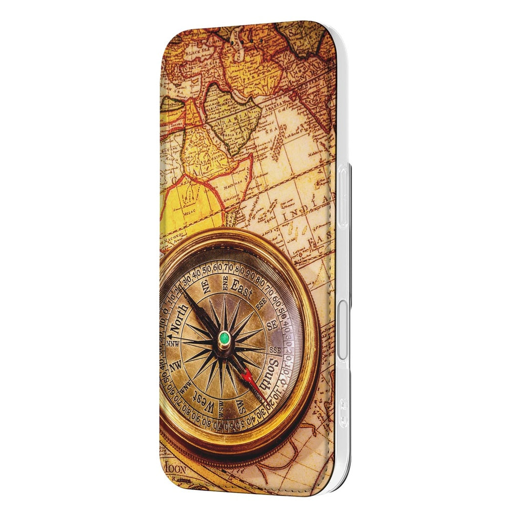 Wallet Case Apple iPhone 17 Kompas kompas print kaartachtig design zijkant