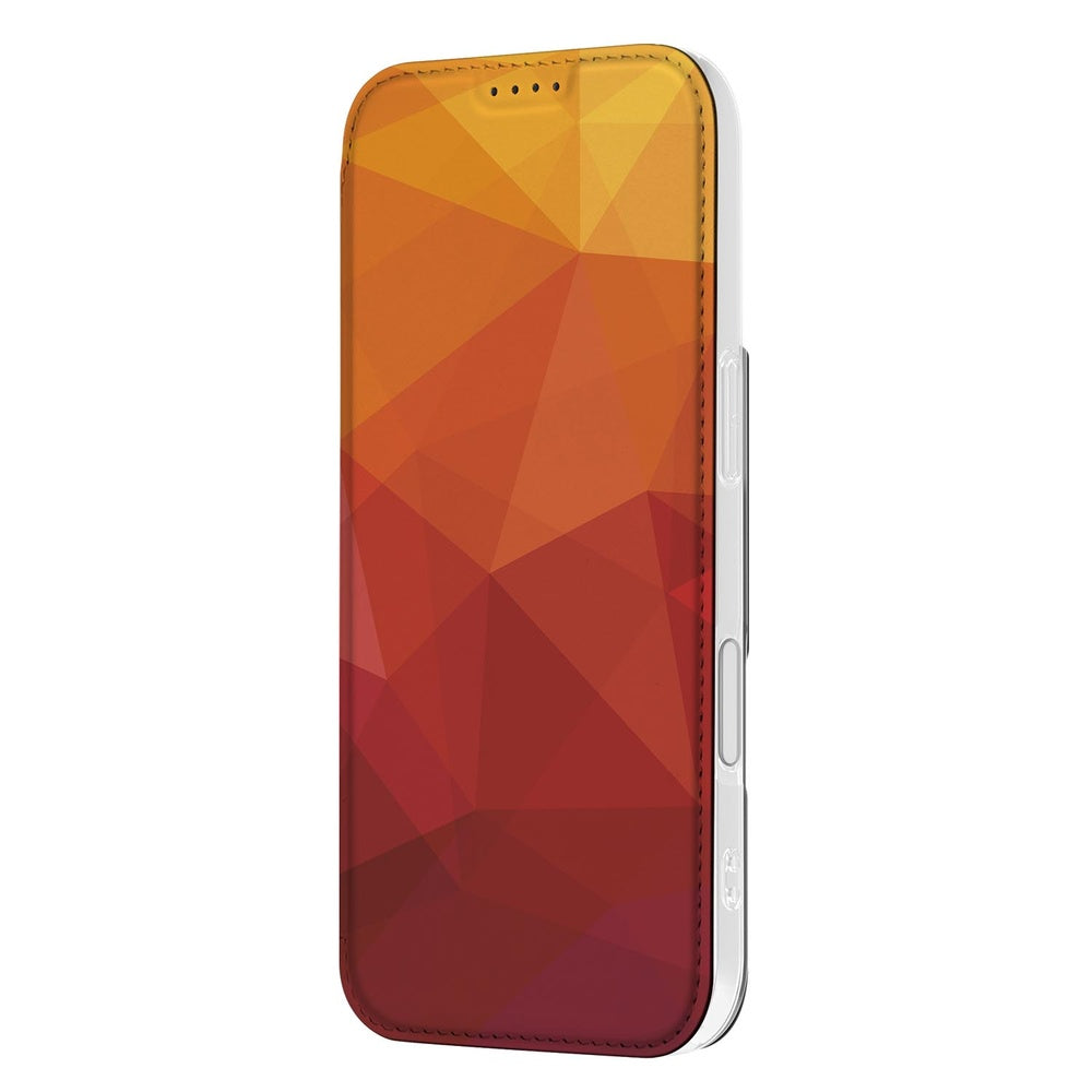 Book Case Apple iPhone 17 Polygon Red telefoonhoesje abstract rood design aanzicht